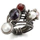 LOA599 - Antique Tone Brass Ring with Assorted in Multi Color - Alamode - Flyclothing LLC