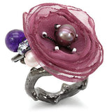 LOA600 - Antique Tone Brass Ring with Assorted  in Multi Color - Alamode