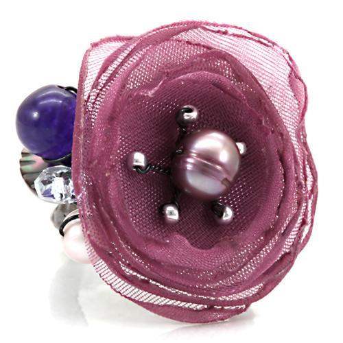LOA600 - Antique Tone Brass Ring with Assorted in Multi Color - Alamode - Flyclothing LLC