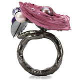 LOA600 - Antique Tone Brass Ring with Assorted  in Multi Color - Alamode