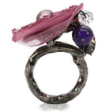 LOA600 - Antique Tone Brass Ring with Assorted in Multi Color - Alamode - Flyclothing LLC