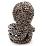 1W080 - Ruthenium Brass Ring with AAA Grade CZ in Multi Color - Alamode - Flyclothing LLC