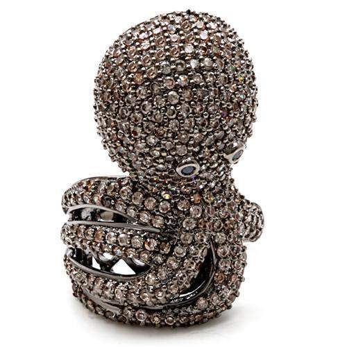 1W080 - Ruthenium Brass Ring with AAA Grade CZ in Multi Color - Alamode - Flyclothing LLC