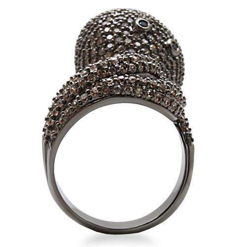 1W080 - Ruthenium Brass Ring with AAA Grade CZ in Multi Color - Alamode - Flyclothing LLC