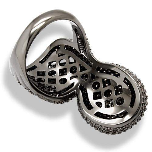 1W080 - Ruthenium Brass Ring with AAA Grade CZ in Multi Color - Alamode - Flyclothing LLC