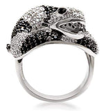 1W081 - Rhodium + Ruthenium Brass Ring with AAA Grade CZ in Black Diamond - Alamode - Flyclothing LLC
