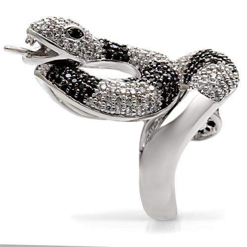 1W081 - Rhodium + Ruthenium Brass Ring with AAA Grade CZ in Black Diamond - Alamode - Flyclothing LLC