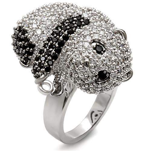 1W083 - Rhodium + Ruthenium Brass Ring with AAA Grade CZ in Black Diamond - Alamode - Flyclothing LLC