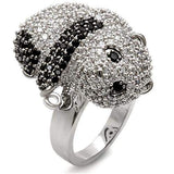 1W083 - Rhodium + Ruthenium Brass Ring with AAA Grade CZ in Black Diamond - Alamode - Flyclothing LLC