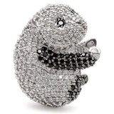 1W083 - Rhodium + Ruthenium Brass Ring with AAA Grade CZ in Black Diamond - Alamode - Flyclothing LLC