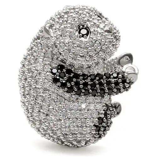 1W083 - Rhodium + Ruthenium Brass Ring with AAA Grade CZ in Black Diamond - Alamode - Flyclothing LLC