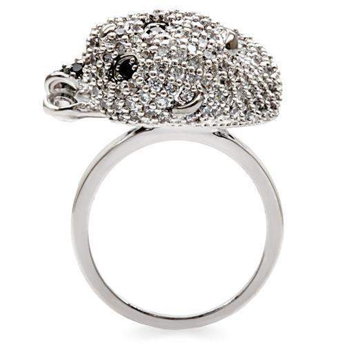 1W083 - Rhodium + Ruthenium Brass Ring with AAA Grade CZ in Black Diamond - Alamode - Flyclothing LLC