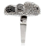 1W083 - Rhodium + Ruthenium Brass Ring with AAA Grade CZ in Black Diamond - Alamode - Flyclothing LLC