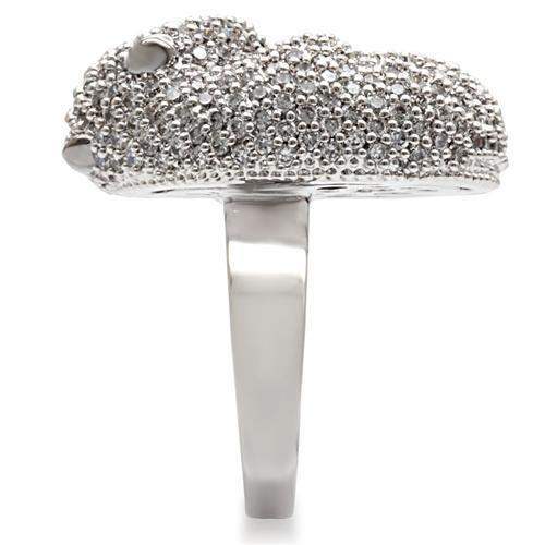 1W083 - Rhodium + Ruthenium Brass Ring with AAA Grade CZ in Black Diamond - Alamode - Flyclothing LLC
