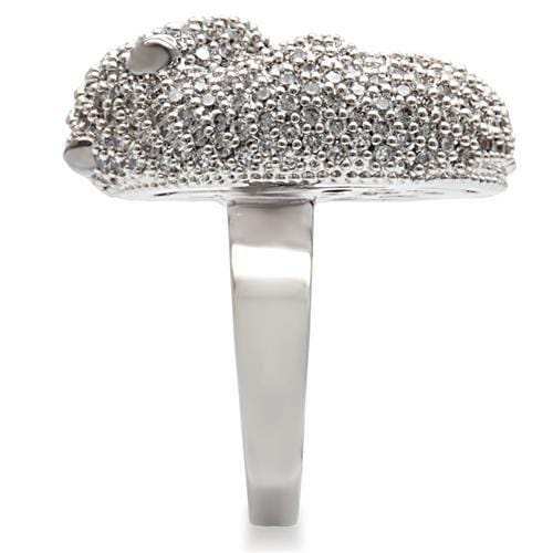 1W083 - Rhodium + Ruthenium Brass Ring with AAA Grade CZ in Black Diamond - Alamode - Flyclothing LLC