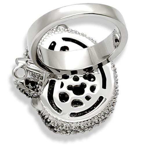 1W083 - Rhodium + Ruthenium Brass Ring with AAA Grade CZ in Black Diamond - Alamode - Flyclothing LLC