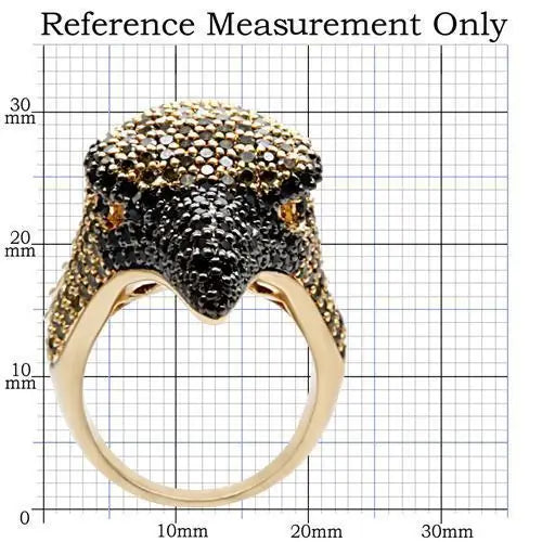 1W084 - Gold+Ruthenium Brass Ring with AAA Grade CZ in Multi Color - Alamode - Flyclothing LLC