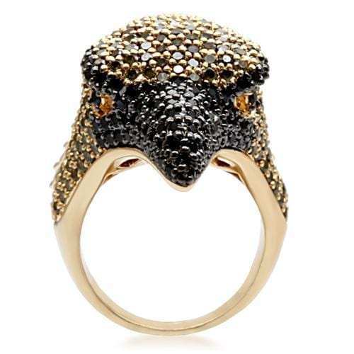 1W084 - Gold+Ruthenium Brass Ring with AAA Grade CZ in Multi Color - Alamode - Flyclothing LLC