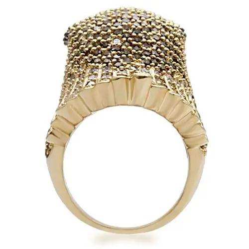 1W084 - Gold+Ruthenium Brass Ring with AAA Grade CZ in Multi Color - Alamode - Flyclothing LLC
