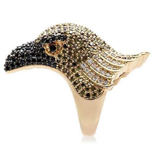 1W084 - Gold+Ruthenium Brass Ring with AAA Grade CZ in Multi Color - Alamode - Flyclothing LLC