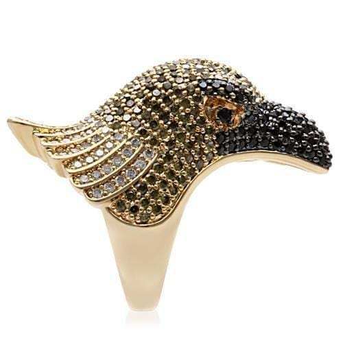 1W084 - Gold+Ruthenium Brass Ring with AAA Grade CZ in Multi Color - Alamode - Flyclothing LLC