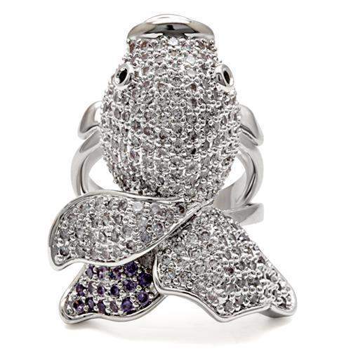 1W085 - Rhodium Brass Ring with AAA Grade CZ in Multi Color - Alamode - Flyclothing LLC