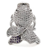 1W085 - Rhodium Brass Ring with AAA Grade CZ  in Multi Color