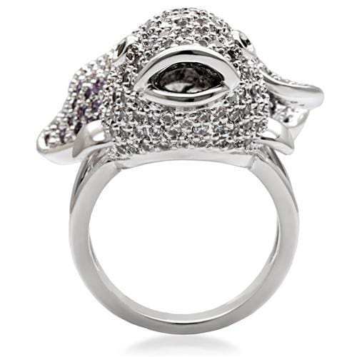 1W085 - Rhodium Brass Ring with AAA Grade CZ in Multi Color - Alamode - Flyclothing LLC