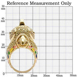 1W087 - Gold Brass Ring with AAA Grade CZ  in Multi Color - Alamode