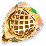 1W087 - Gold Brass Ring with AAA Grade CZ in Multi Color - Alamode - Flyclothing LLC