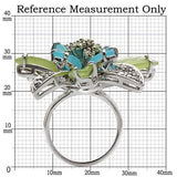 1W094 - Rhodium Brass Ring with Synthetic Synthetic Glass in Multi Color - Alamode - Flyclothing LLC
