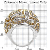 1W095 - Reverse Two-Tone Brass Ring with AAA Grade CZ  in Topaz - Alamode