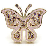 1W096 - Matte Gold Brass Ring with AAA Grade CZ  in Multi Color - Alamode