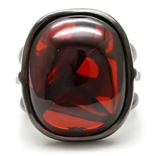 1W100 - Ruthenium Brass Ring with AAA Grade CZ in Garnet - Alamode - Flyclothing LLC