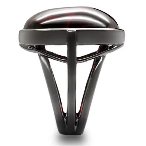 1W100 - Ruthenium Brass Ring with AAA Grade CZ in Garnet - Alamode - Flyclothing LLC