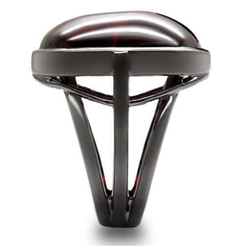 1W100 - Ruthenium Brass Ring with AAA Grade CZ in Garnet - Alamode - Flyclothing LLC