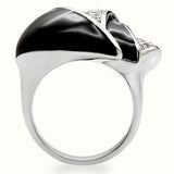 1W105 - Rhodium Brass Ring with AAA Grade CZ  in Clear - Alamode