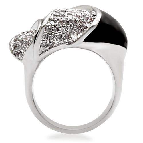 1W105 - Rhodium Brass Ring with AAA Grade CZ in Clear - Alamode - Flyclothing LLC
