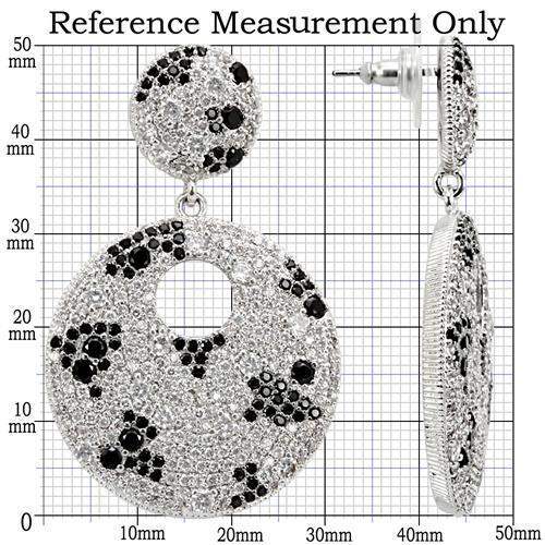 1W122 - Imitation Rhodium Brass Earrings with AAA Grade CZ in Black Diamond - Alamode - Flyclothing LLC