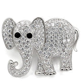 1W125 - Imitation Rhodium Brass Brooches with AAA Grade CZ  in Black Diamond - Alamode