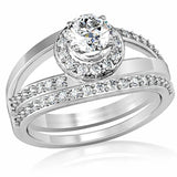 1W164 - Rhodium Brass Ring with AAA Grade CZ in Clear - Alamode - Flyclothing LLC