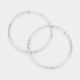 2.25 Inch Metal Hoop Clip On Earrings - Madeline Love - Flyclothing LLC