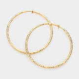 2.25" Textured Metal Hoop Clip on Earrings - Madeline Love - Flyclothing LLC