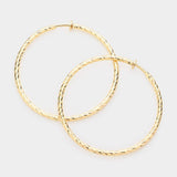 2.4" Textured metal hoop clip on earrings - Madeline Love - Flyclothing LLC