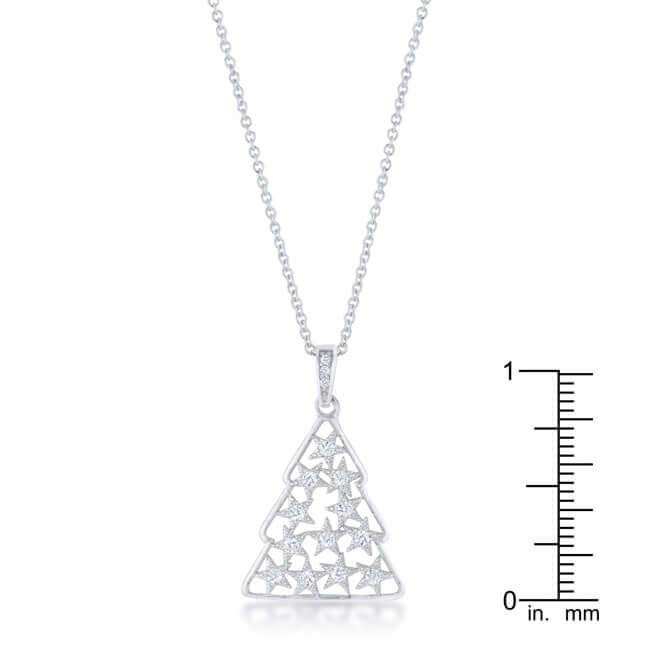 .2 ct CZ Rhodium Christmas Tree Pave Holiday Pendant - JGI - Flyclothing LLC