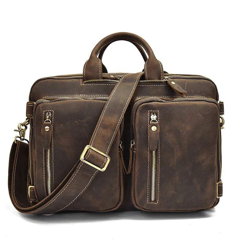 Dublin Leather Backpack Briefcase 2-in-1 - Classy Leather Bags - Flyclothing LLC