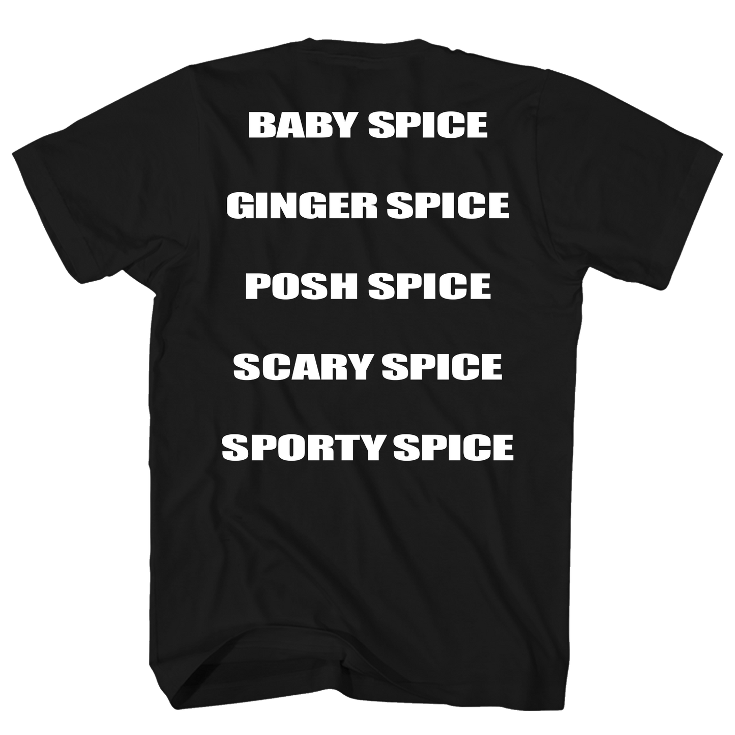 SPICE GIRLS SILVER GLITTER GROUP PHOTO FRT/BACK BLACK T-SHIRT