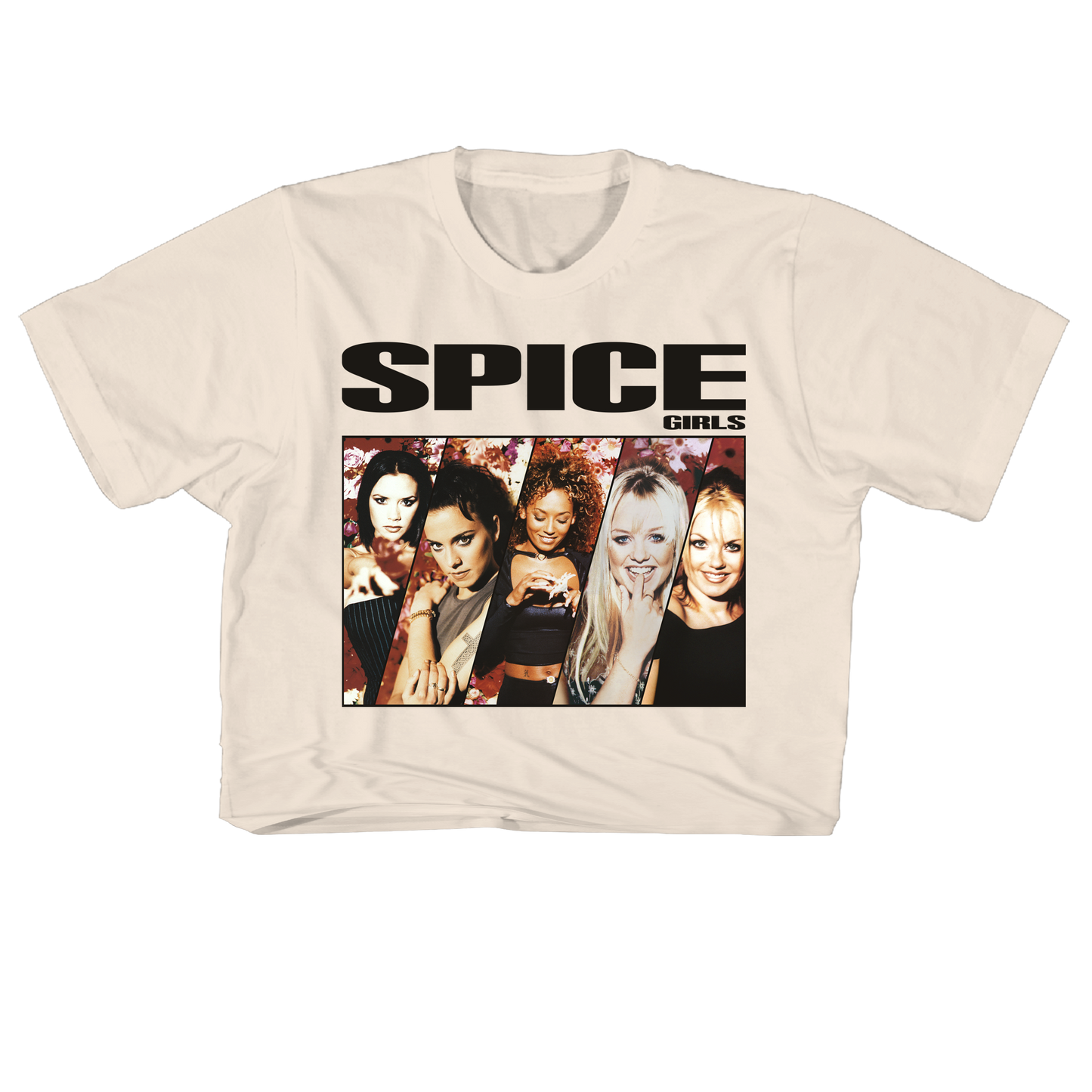 SPICE GIRLS GROUP PHOTO 21" CROPPED NATURAL T-SHIRT