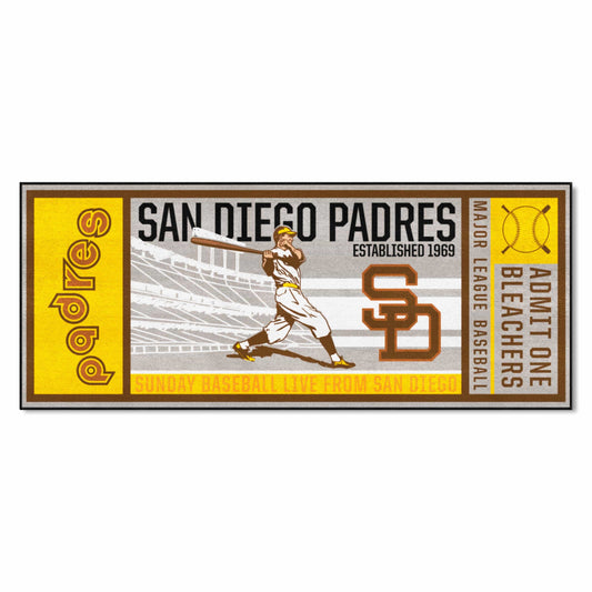 San Diego Padres Ticket Runner Rug - 30in. x 72in. - San Diego Padres