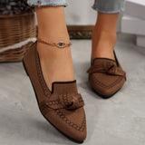 knitted Slip-On Flats with Bow - Trendsi - Flyclothing LLC